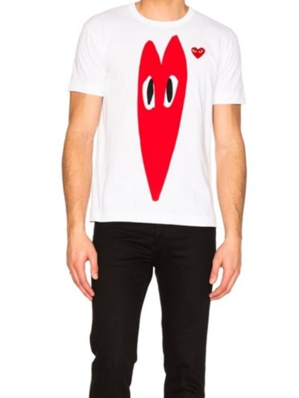Comme des Garçons PLAY Heart Eye T-Shirt White Red Short Sleeve Crew Neck Tee L